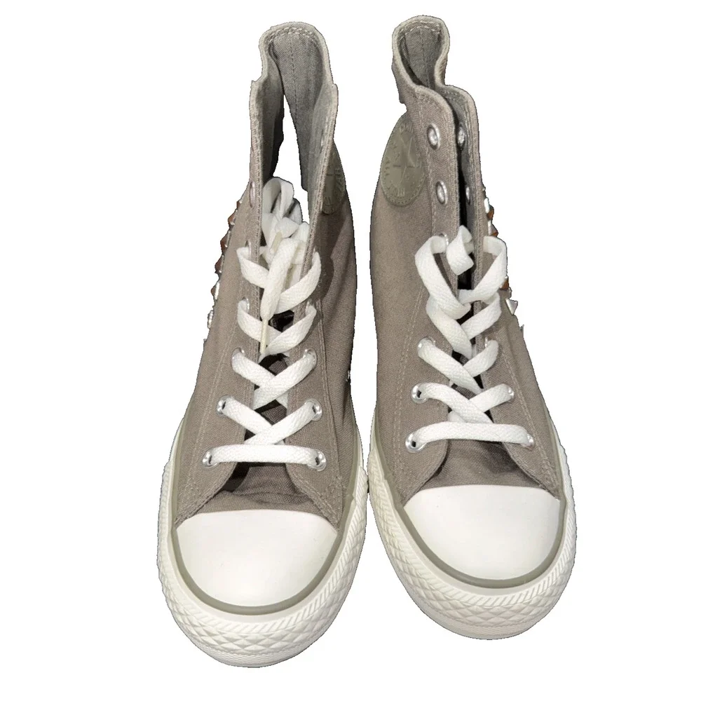 Converse Gray Studded Hidden Wedge High Top Sneakers 9
